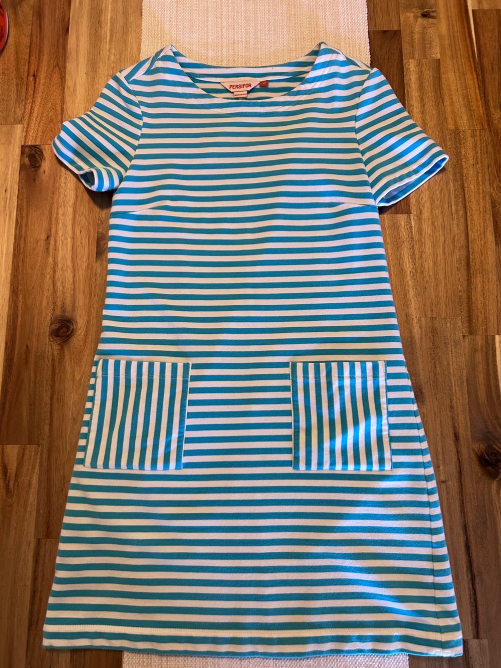 Persifor Blue White Striped Nautical Dress with Pockets Preppy Coastal Size XS